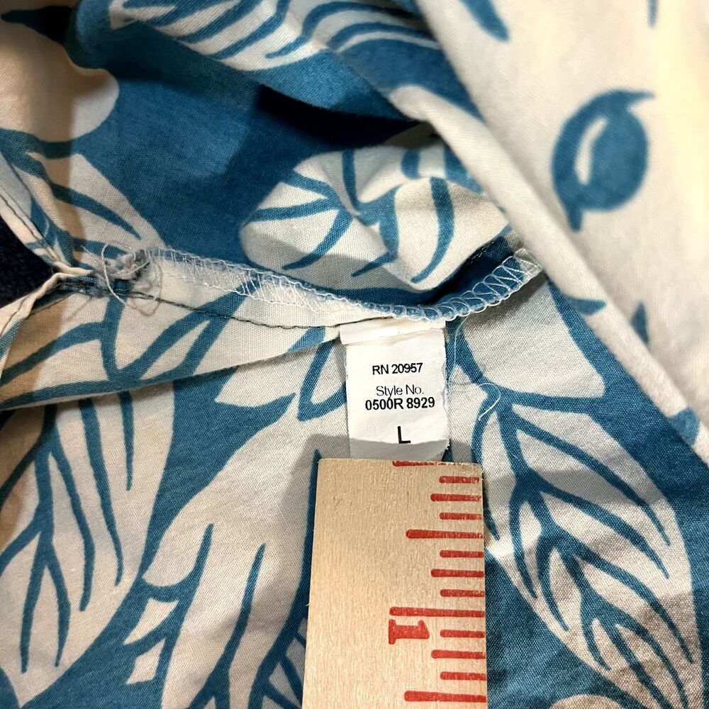 VTG Tori Richard Shirt Mens Large Blue Floral Hawaiian Aloha Made Hawaii Camp - Picture 11 of 12